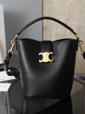 Celine black leather bucket bag